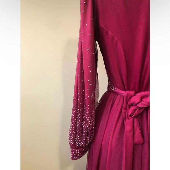 Burgundy Dress with Belt - Picture 8 of 16